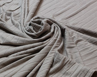 Jersey viscose plain beige with stripes in relief - 50 cm