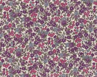 Delicate Plum Floral Frou Frou Fabric - 25 cm