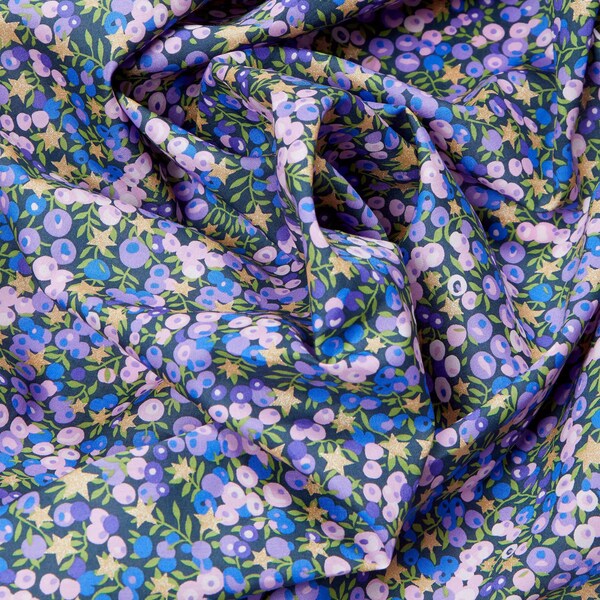 Tissu Liberty Tana Lawn -  Wiltshire Stars couleur lilas  - 25 cm