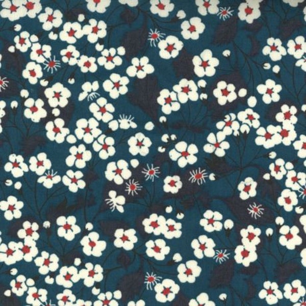 tissu LIBERTY Mitsi Bleu canard -   - 25 cm