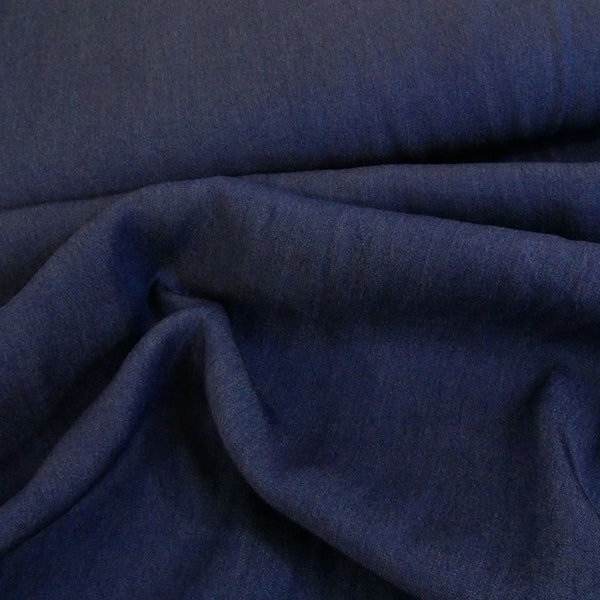 Dark blue tencel chambray fabric - 25 cm