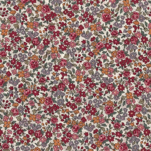 Tissu Frou Frou Fleuri Mandarine  - 25 cm