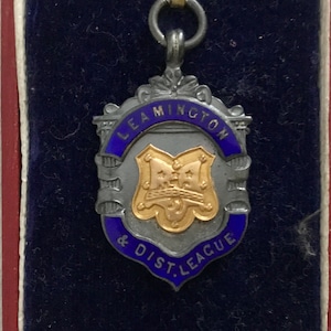 Vintage Hallmarked Silver Watch Chain Fob with gold Shield to Front - Fattorini and Sons