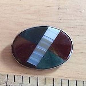Antique Silver and Scottish Agate Brooch