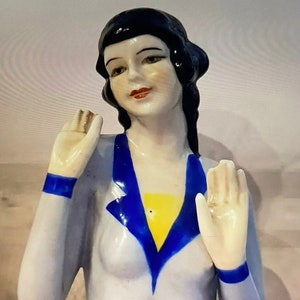 Vintage Art Deco Flapper Lady Half Pin Cushion Doll - 1920s