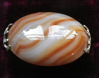 Antique Agate Victorian Silver Pin/Brooch