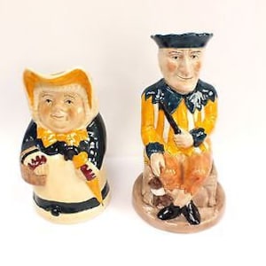 Lovely 2 x Vintage Tony Wood Various TOBY JUGS Staffordshire Unboxed