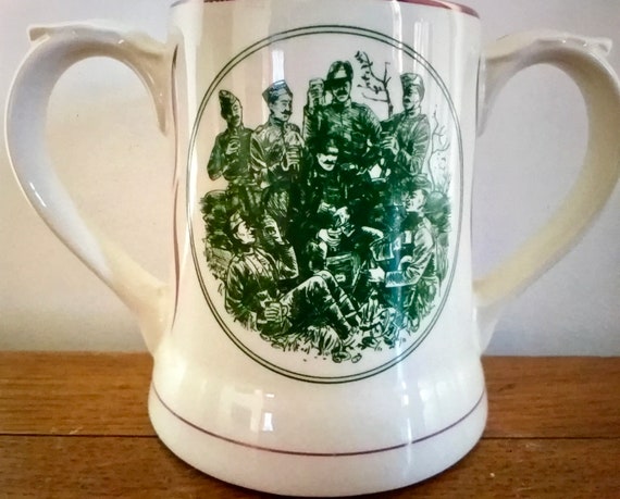 Vintage Wade Twin Handled Tankard Mug - Boer War - Maxim Gun Detachment - Vaux Brewery
