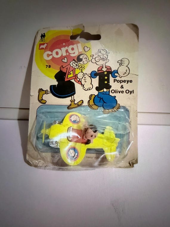 Vintage Corgi Popeye Olive Oyl Diecast Plane - New on Card - Good Condition