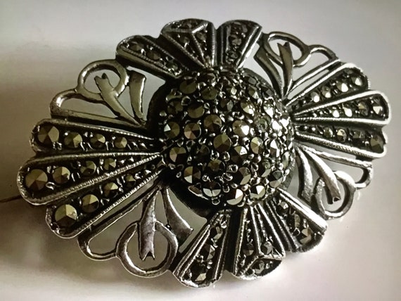 Vintage Art Deco Hallmarked Solid Silver Marcasit… - image 4