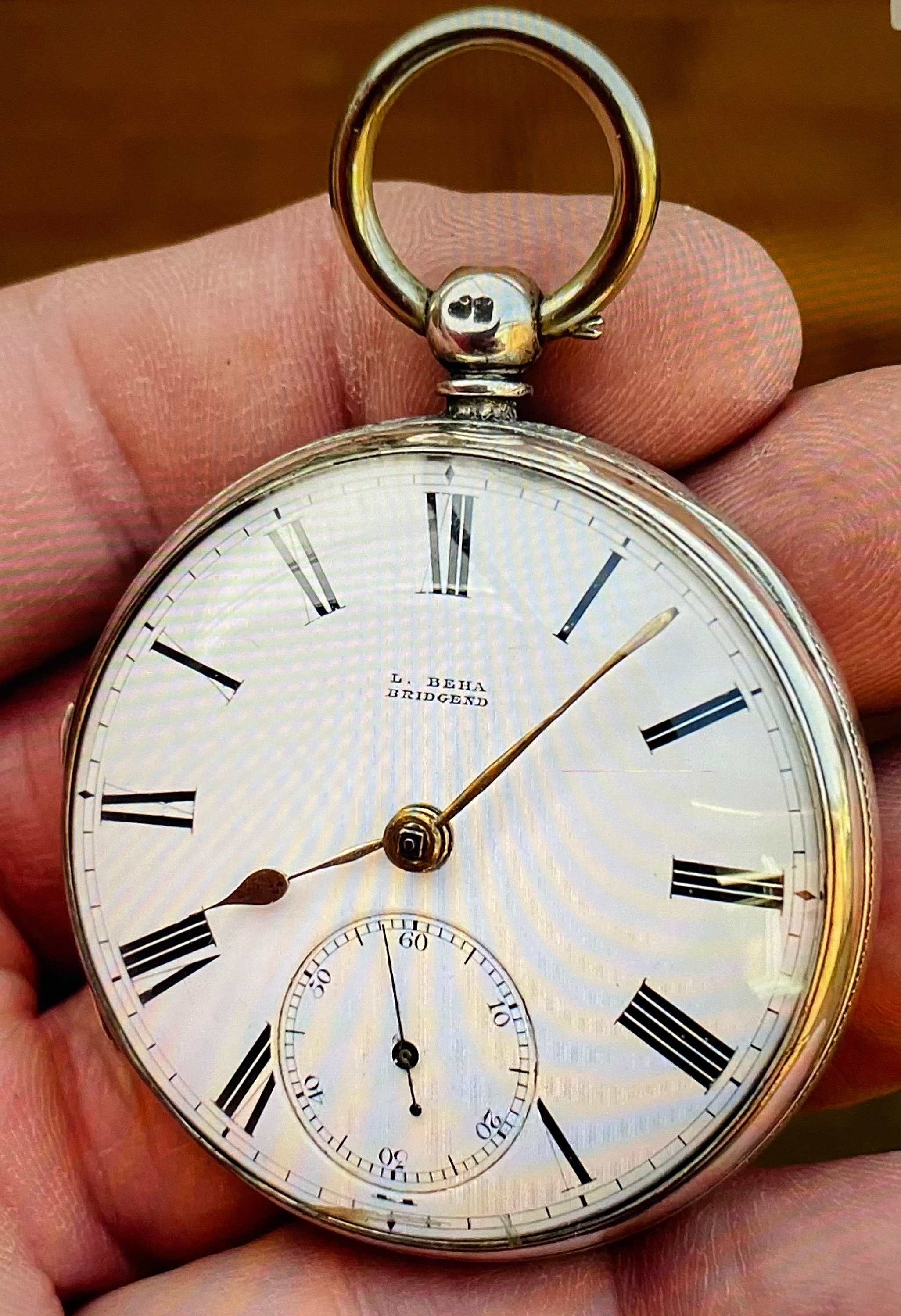 Antique Victorian Solid Silver Pocket Watch L Beha of Bridgend No