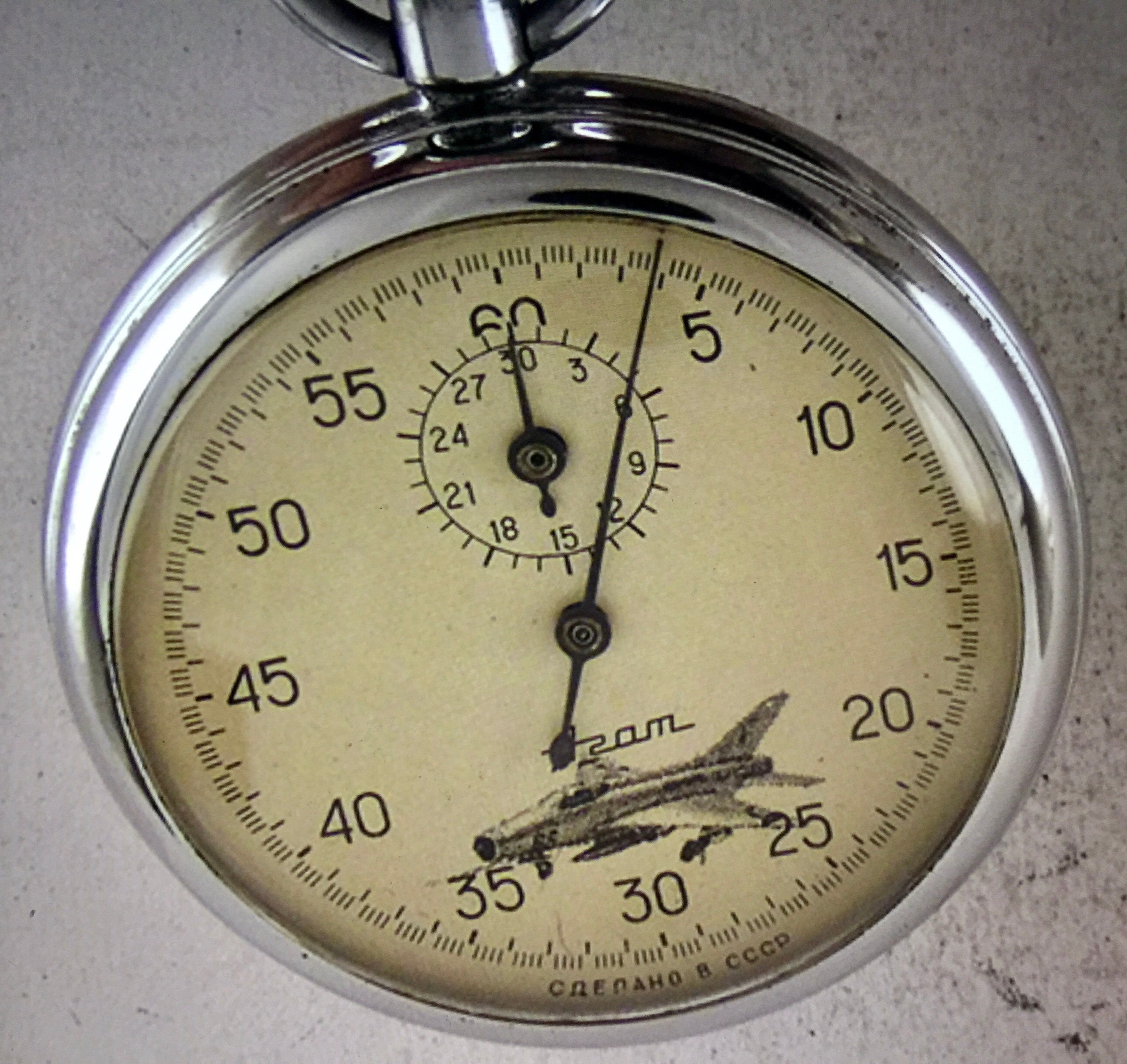 Vintage Fully Serviced RARE CCCP MILITARY Stop Watch Fighter MiG 21 Mikoyan Gurevich 1970