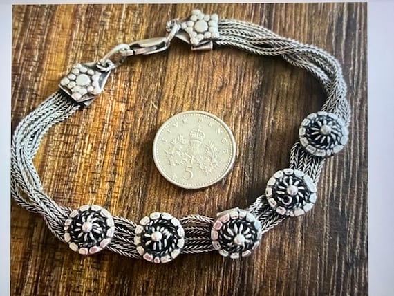 Stunning Antique Albertina Bracelet/Watch Chain - Solid Silver 925 - Multi Chain Tassel