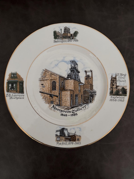 Vintage Moorgreen Colliery Coal Mining Commemorative Plate