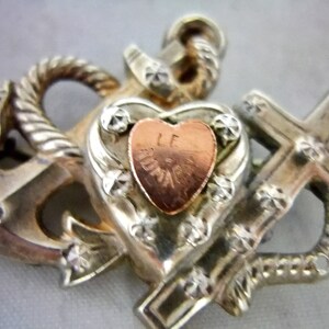 Antique Victorian Silver and Rose Gold Faith Hope and Charity Brooch