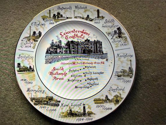 Vintage Leicestershire Coalfields Colliery Mining Commemorative Plate
