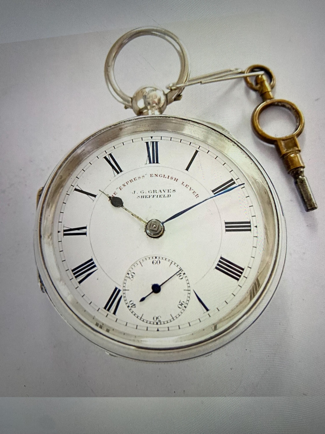 Graves Express Jg Graves Sheffield Pocket Watch Antique Silver
