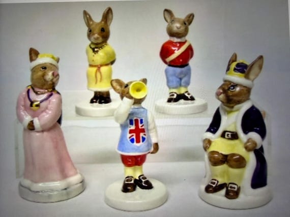 RARE Vintage Set of Royal Doulton Bunnykins Royal Family - DB45,46,47,48,49 - 5 figures