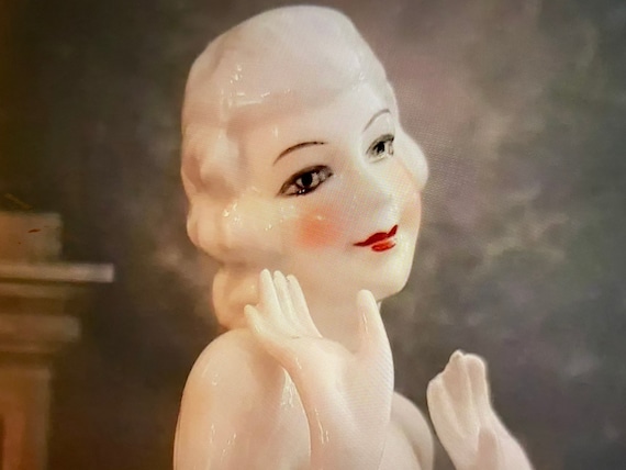 Vintage Art Deco Glamorous Nude Flapper Lady Half Pin Cushion Doll - 1920s