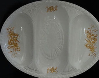 Vintage Crown Devon - Victoriana Ironstone - Fieldings Staffordshire - Serving oval dish with 3 bowls - c1950