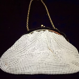 Vintage Art Deco Whiting and Davis White Metal Link Purse