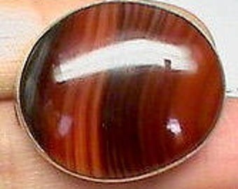 Broche/pendentif Victorien ancien en agate écossaise en argent argenté