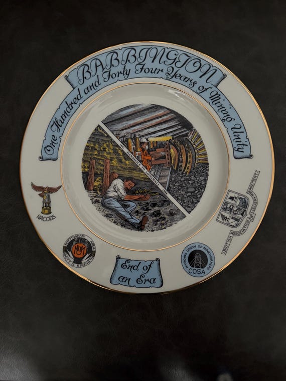 Vintage Babbington Colliery Coal Mining Commemorative Plate