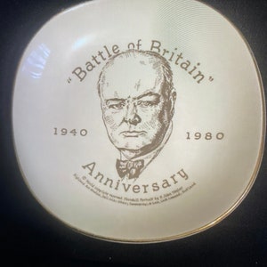 Vintage Battle of Britain Anniversary 1940-1980 pin dish - featuring a portrait of Winston Churchill