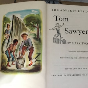 Vintage Adventures of Tom Sawyer - Hardback Book By MARK TWAIN - Dated 1948
