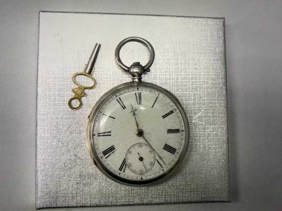 Antique Victorian Chester Hallmarked Silver English Fusee Pocket Watch - 1874 - With a Key