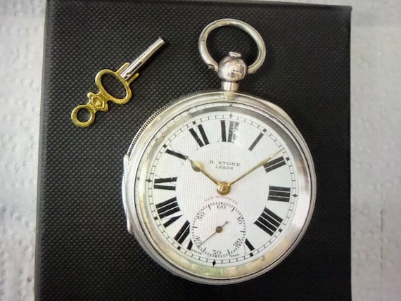 Antique Birmingham Hallmarked Silver HARRIS STONE of Leeds Pocket Watch - 1932