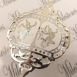Large Vintage Silver Genuine Siam White Enamel Pin Brooch 1930&#39;s