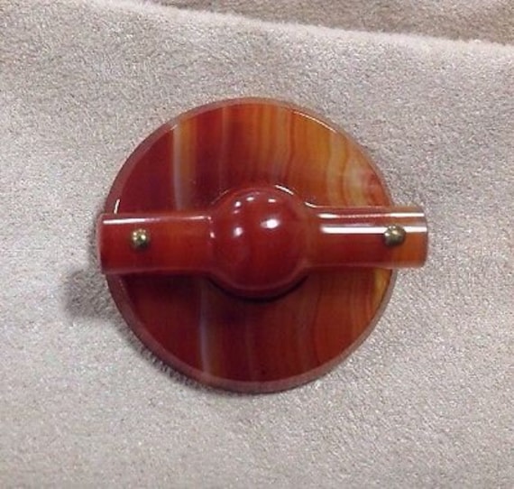 Antique Victorian Scottish Carnelian Agate Buckle Brooch - 1870