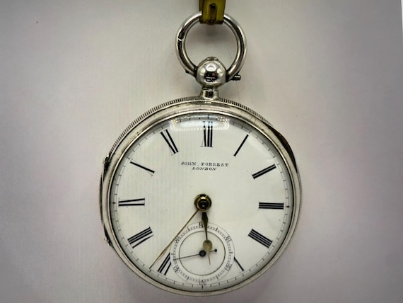 RARE Antique English Fusee Lever Solid Silver Pocket Watch by John Forrest - 1880