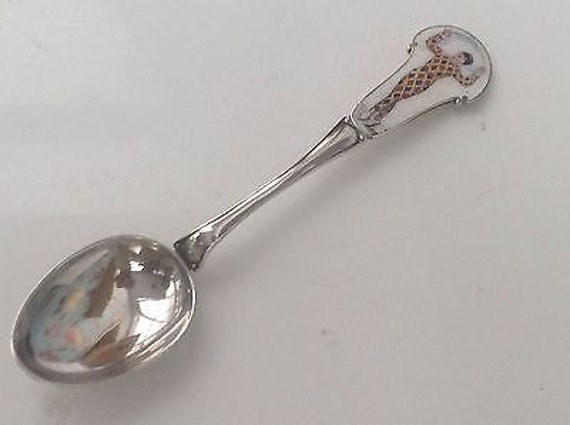 Vintage Silver and Enamel - Hole in One - Golfing Spoon - with Harlequin Top - Birmingham 1931 - Vaughton & Sons