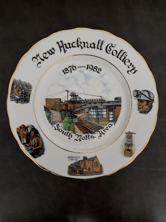 Vintage New Hucknall Colliery Coal Mining Commemorative Plate