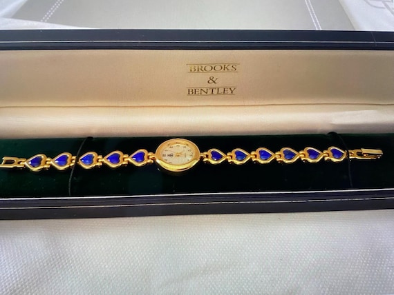 Ladies Brooks & Bentley Quartz Watch with heart shaped blue stones - Boxed