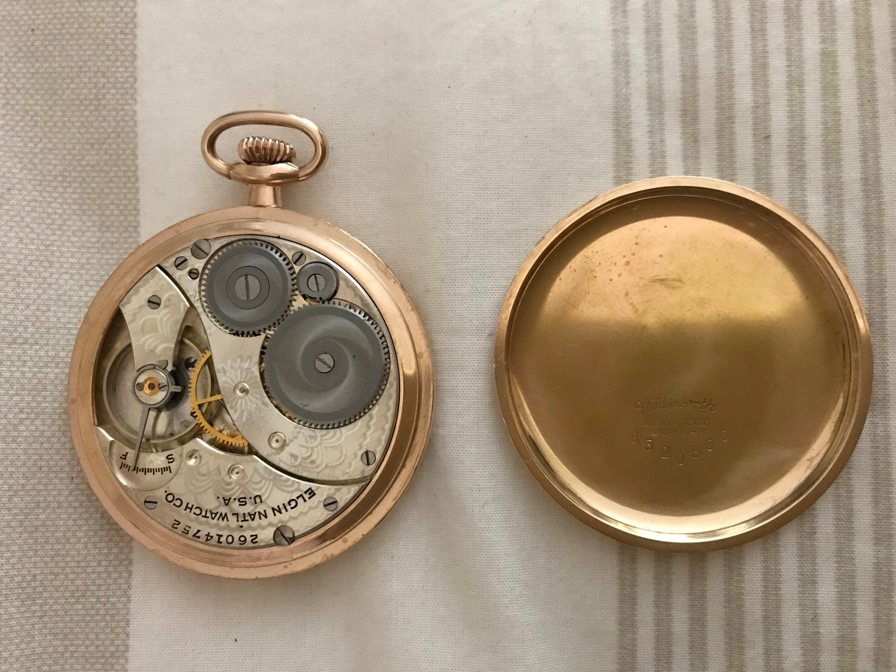 Vintage Elgin Gold Plated Pocket Watch Wandsworth Referee 1923