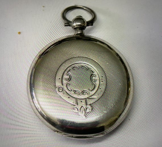 Antique Solid Silver English Key Wind Pocket Watc… - image 2