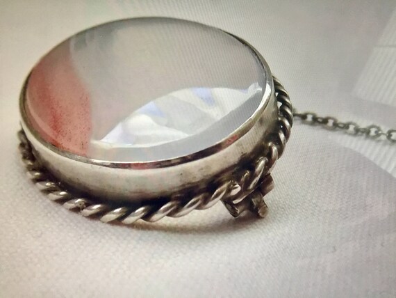 Antique Victorian Scottish Silver And Agate Brooch