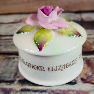Vintage Queen Elizabeth Queen Mother 80th Birthday Trinket Pot Crown Staffordshire - 4 August 1980