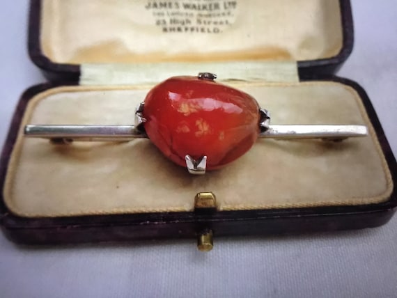 Antique Victorian Scottish Carnelian Agate Silver… - image 1