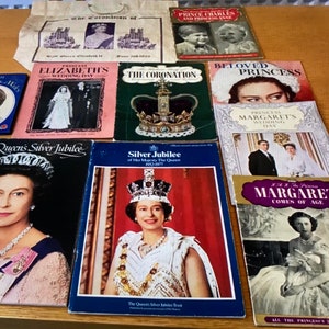 Vintage Queen Elizabeth II Wedding & Jubilee programmes and Princess Margaret memorabilia - Job Lot