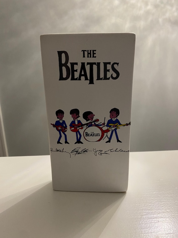 Vintage The Beatles Porcelain Signature Vase - All Four Characters and Signatures Decoration/Design by Arthur Wood