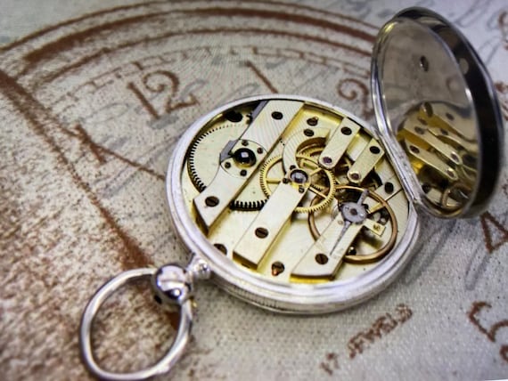 Antique Solid Silver Key Wind ESCAPEMENT A CYLIND… - image 3