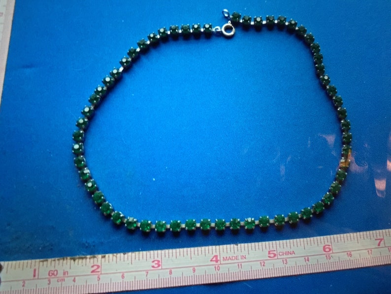 Vintage Art Deco Diamant\u00e9 and Paste Green Necklace