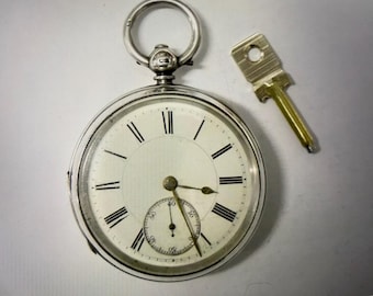 Antiguo reloj de bolsillo de plata ENGLISH WATCH Co., de la época victoriana de Birmingham, con sello distintivo, 1891