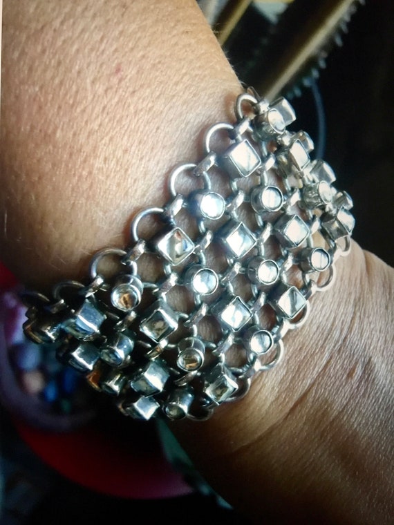 Heavy Vintage Paste and Silver Gate Bracelet