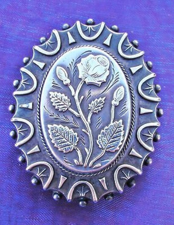 Antique Victorian Large Silver Brooch
