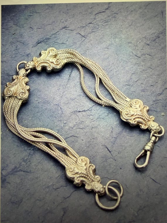 Antique Victorian Ladies Silver Albertina Bracelet/Watch Chain - 1800s